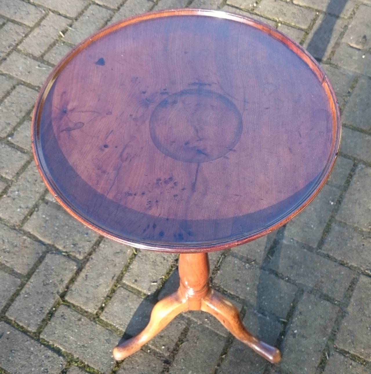 British Yew Wood Tripod Wine Table For Sale