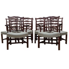 Set of Ten 19th Century Mahogany Antique Chippendale Dining Chairs