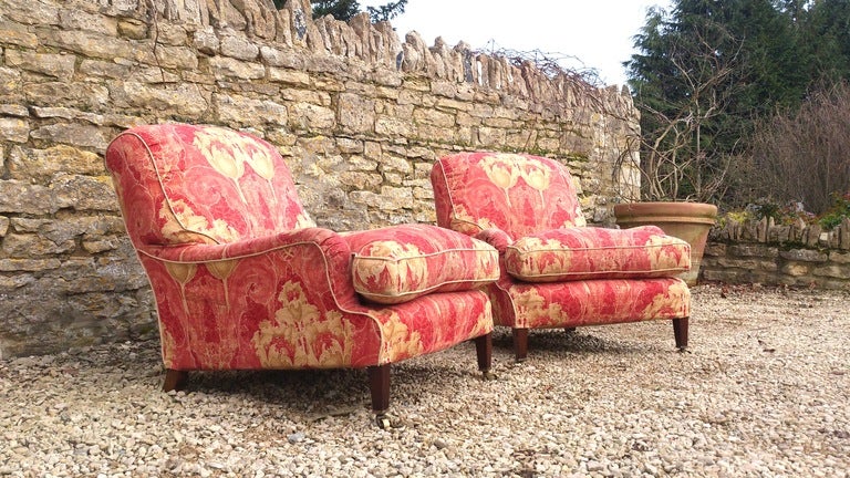 British Pair of Howard and Sons Comfortable Armchairs