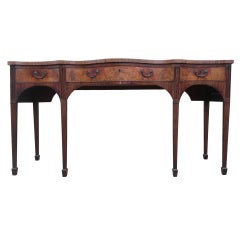 Flame Mahogany Antique Serving Table With Serpentine Front