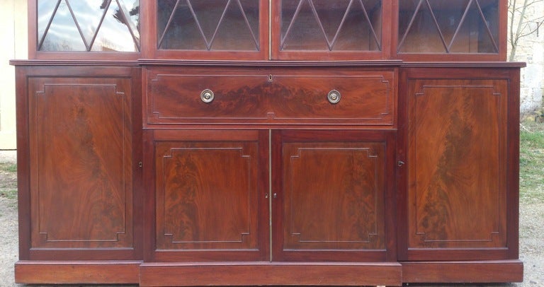 18th Century and Earlier Large Library Secretary Bookcase in Flame Mahogany