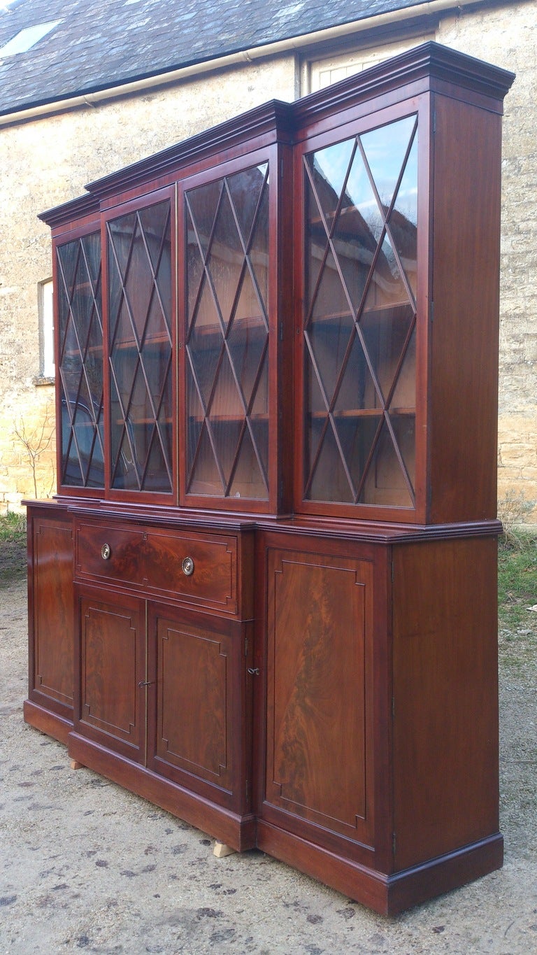 English Large Library Secretary Bookcase in Flame Mahogany