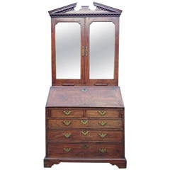 Early Antique Bureau Bookcase Made of Exceptional Mahogany