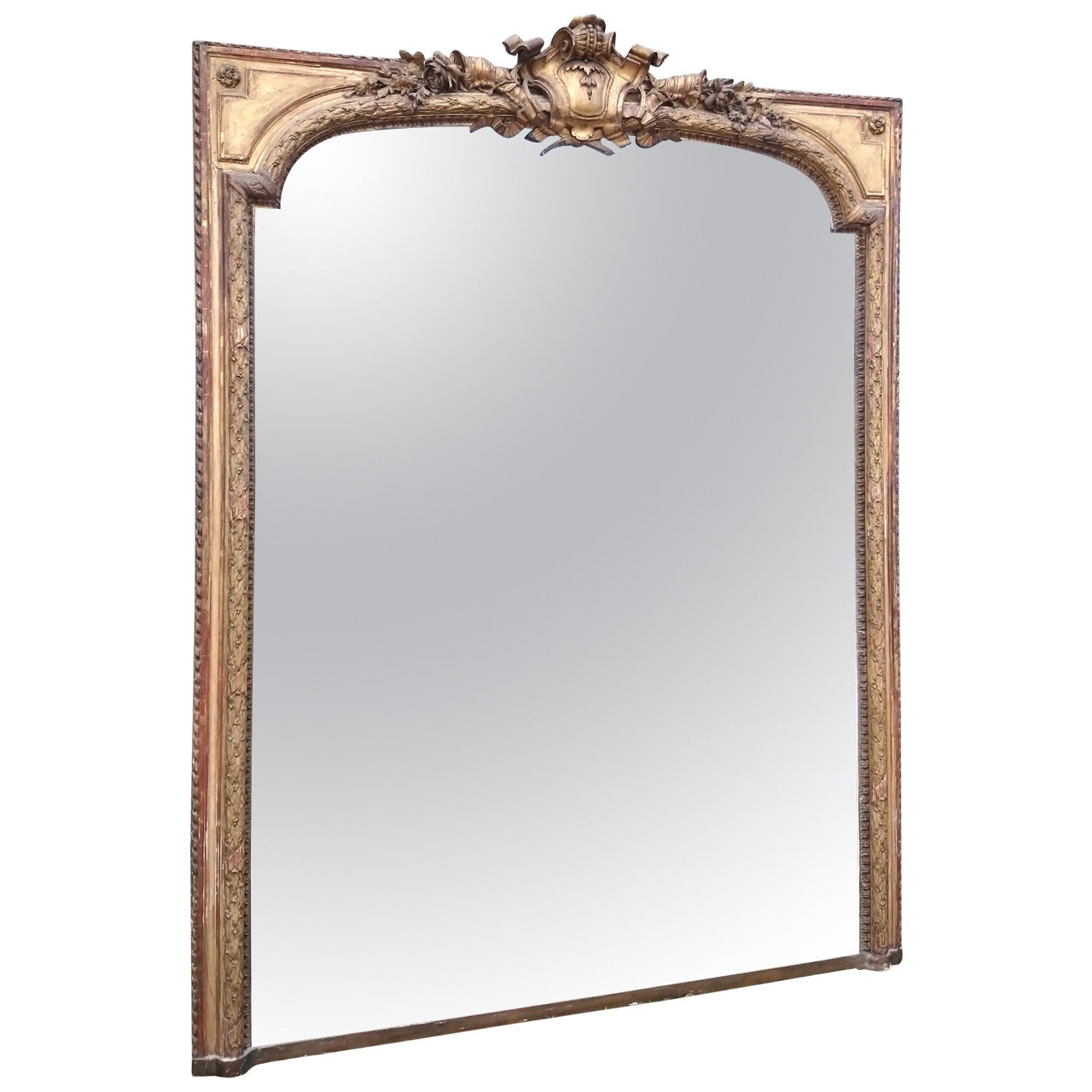 Large Antique Overmantel Mirror