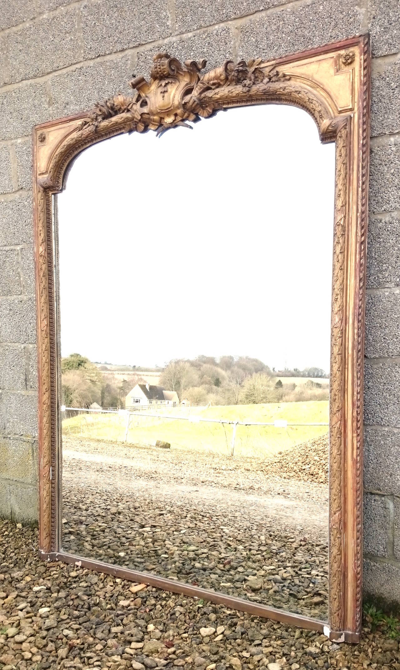 Large Antique Overmantel Mirror In Good Condition In Gloucestershire, GB