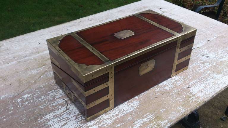 Mahogany Antique Campaign Writing Box