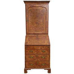 Antique burr walnut bureau bookcase