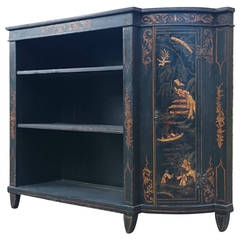 19th Century English Country House Japanned Lacquer Cabinet or Bookcase