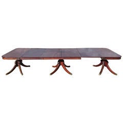 Unusually Large and Imposing Three-Pedestal Antique Dining Table