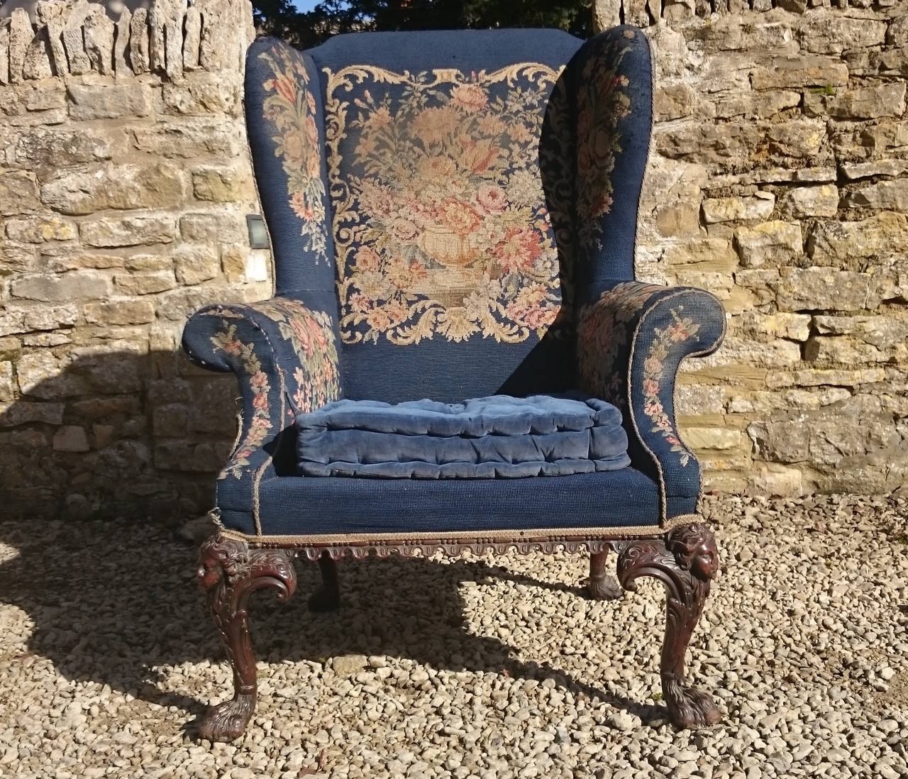 British Fine Quality Large Scale Antique Wing Chair