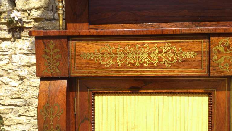 English George IV Period Antique Rosewood Chiffonier with Brass Inlay For Sale