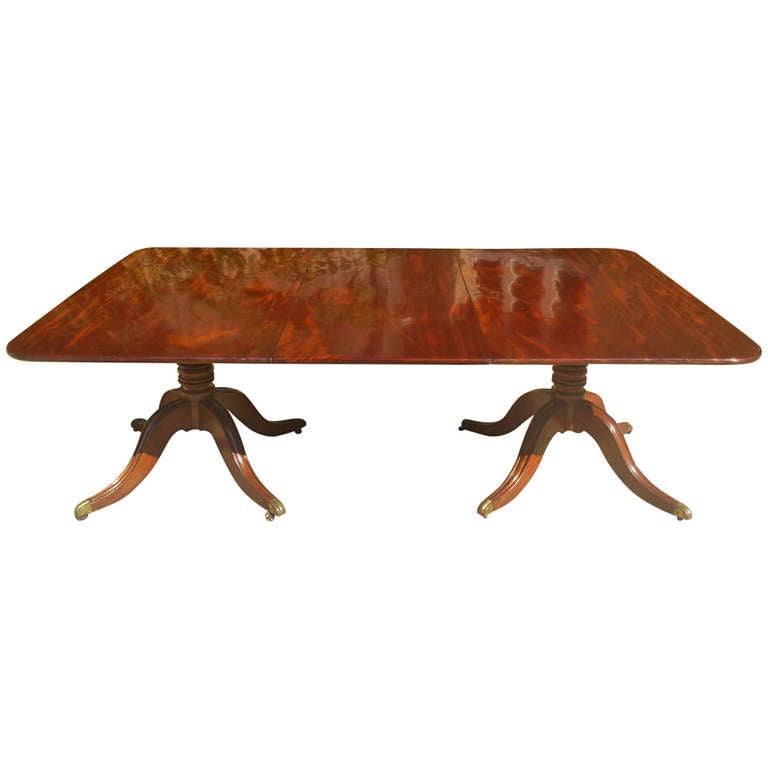 Antique Regency Twin Pedestal Mahogany Dining Table