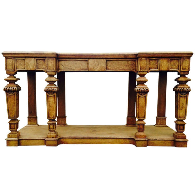 Antique Serving Table in Honey Colour Burr Oak