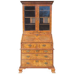 Fine Quality Early 18th Century Burr Walnut Bureau Bookcase