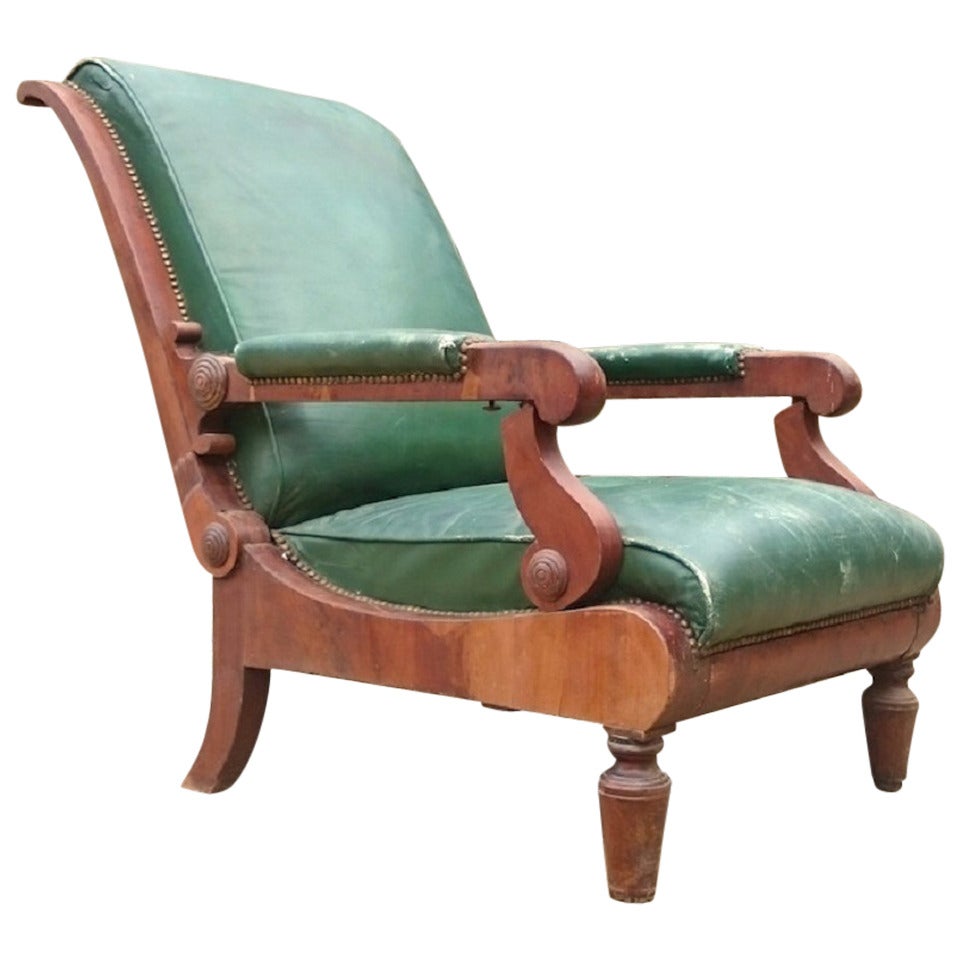 1880's Walnut Sleepy Hollow Reclining Chair with Foot Rest