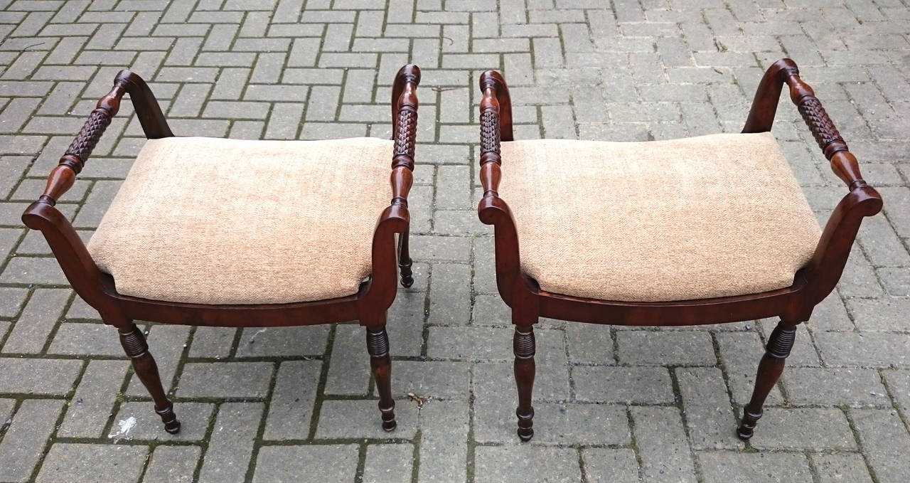 British Pair of Regeny Stools in Mahogany