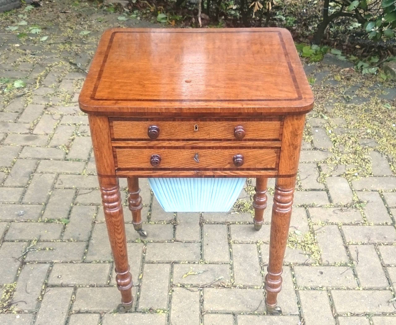 19th Century Very Rare Regency Work Box or Sewing Table Made of Oak and Rosewood For Sale