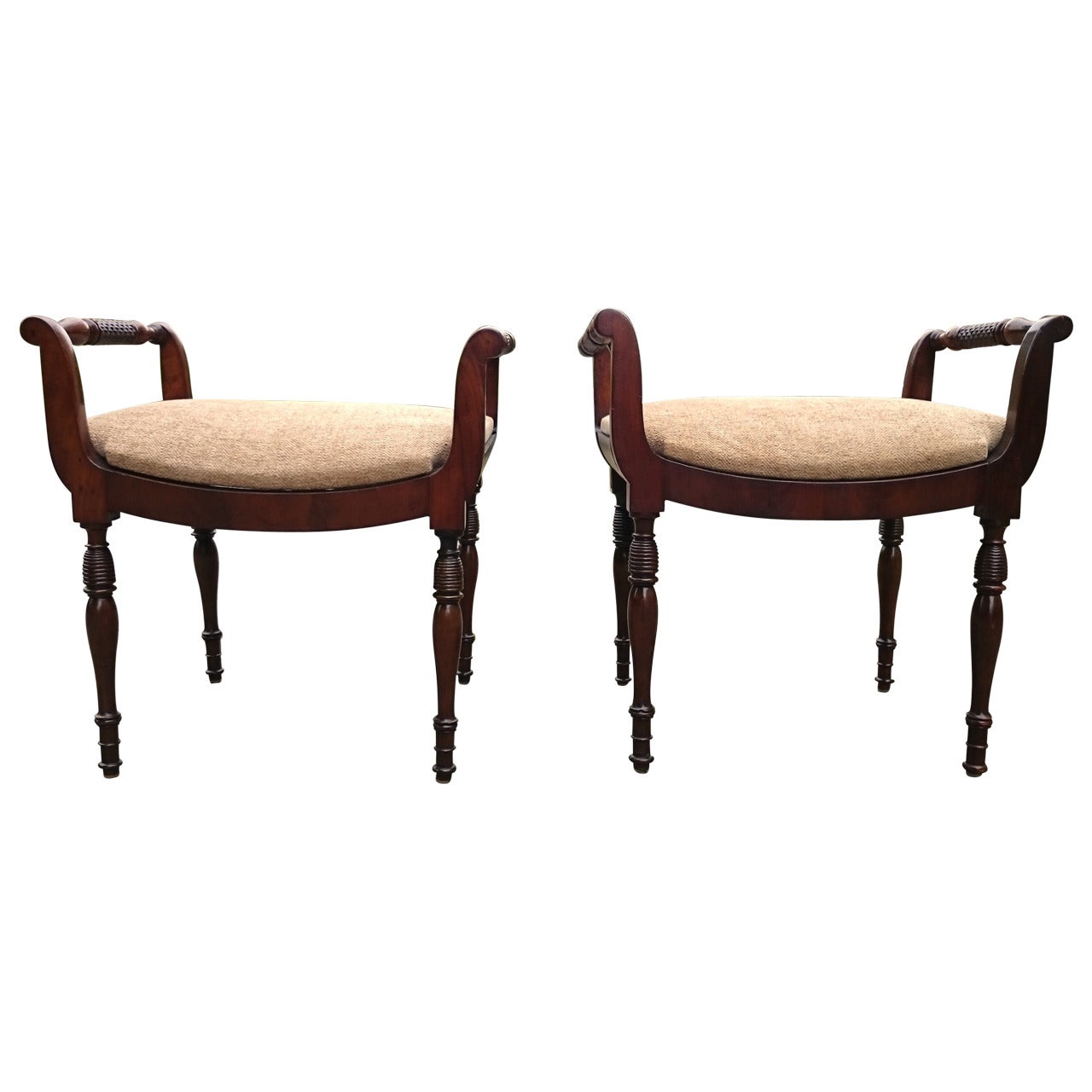 Pair of Regeny Stools in Mahogany