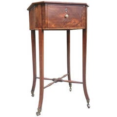 George III Period Antique Work Table in Mahogany and Flame Mahogany