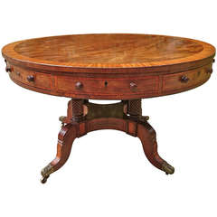 Antique Mahogany Drum Library Table