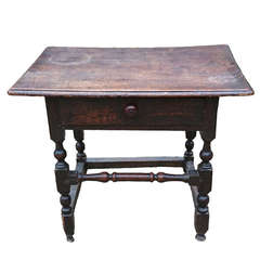 Antique Early Oak Single Drawer Side Table