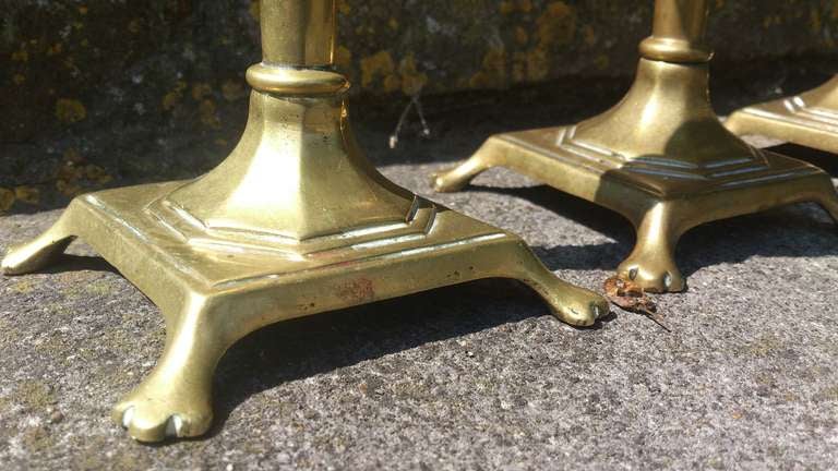 Set Of Four 18th Century Brass Candlesticks 2