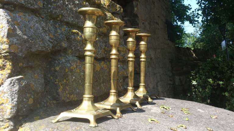 Set Of Four 18th Century Brass Candlesticks 3