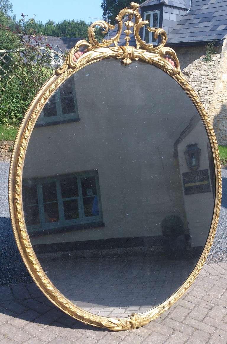 Large Antique Scottish Oval Mirror