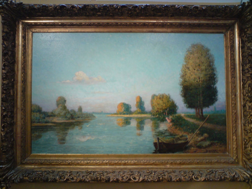 Gustave Danthon Painting "Sunset on the River Loire"