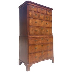 Early 18th Century George I Period Antique Walnut Chest on Chest or Highboy