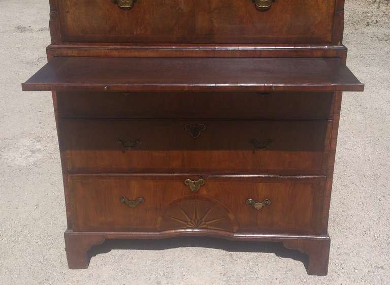English Early 18th Century George I Period Antique Walnut Chest on Chest or Highboy