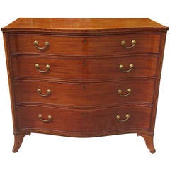 George III Period Mahogany Serpentine Chest of Drawers with Ebony Inlay