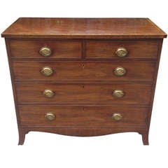 George III Period Mahogany Chest of Drawers Checker Pattern Inlay