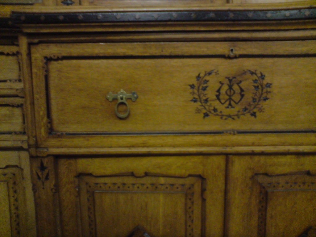Ebonized 19th Century Victorian Period Aesthetic Movement Oak Secretaire Bookcase