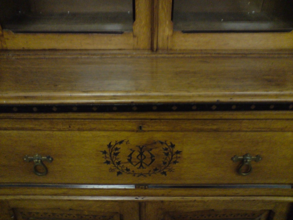 19th Century Victorian Period Aesthetic Movement Oak Secretaire Bookcase 1