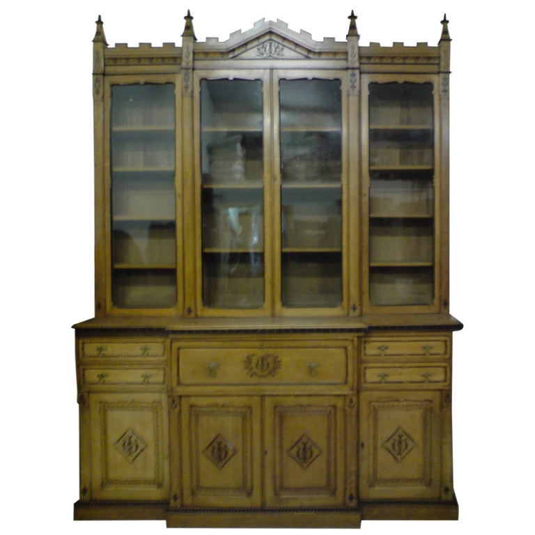 19th Century Victorian Period Aesthetic Movement Oak Secretaire Bookcase