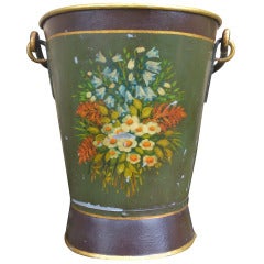 Antique Painted Pail or Scuttle