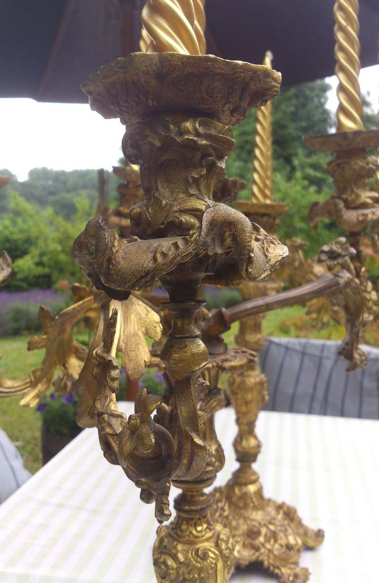 Pair of Antique French Baroque Ormulu Candelabra 3