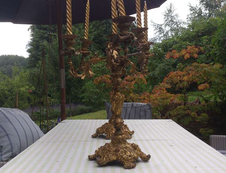 Pair of Antique French Baroque Ormulu Candelabra In Excellent Condition In Gloucestershire, GB