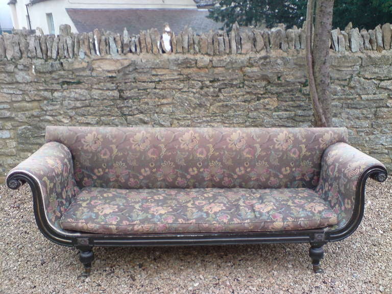 British Regency Ebonised Sofa For Sale