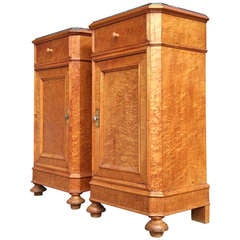 Pair of Vintage Bedside Cupboards WIth Marble Tops