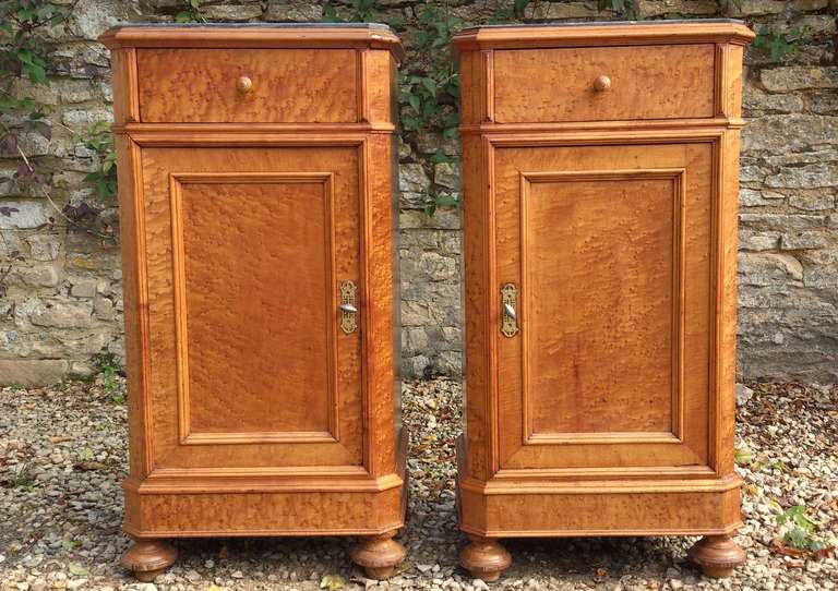 Pair of Antique Bedside Cupboards WIth Marble Tops In Excellent Condition For Sale In Gloucestershire, GB