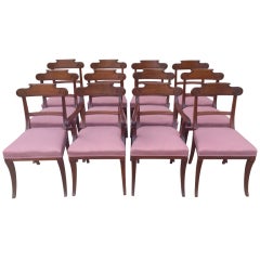 Set of 12 Regency Mahogany Sabre Leg Dining Chairs