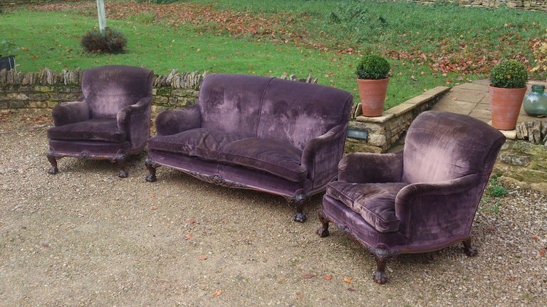 Two Comfotable Library Armchairs and Sofa with Ball and Claw Leg 1