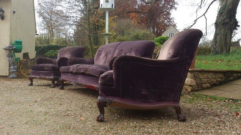 Two Comfotable Library Armchairs and Sofa with Ball and Claw Leg 2