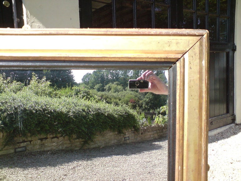 Victorian Large Antique Ebony and Gilt Mirror