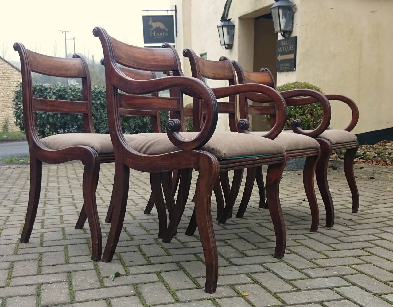 British Set of Six Regency Mahogany Dining Chairs