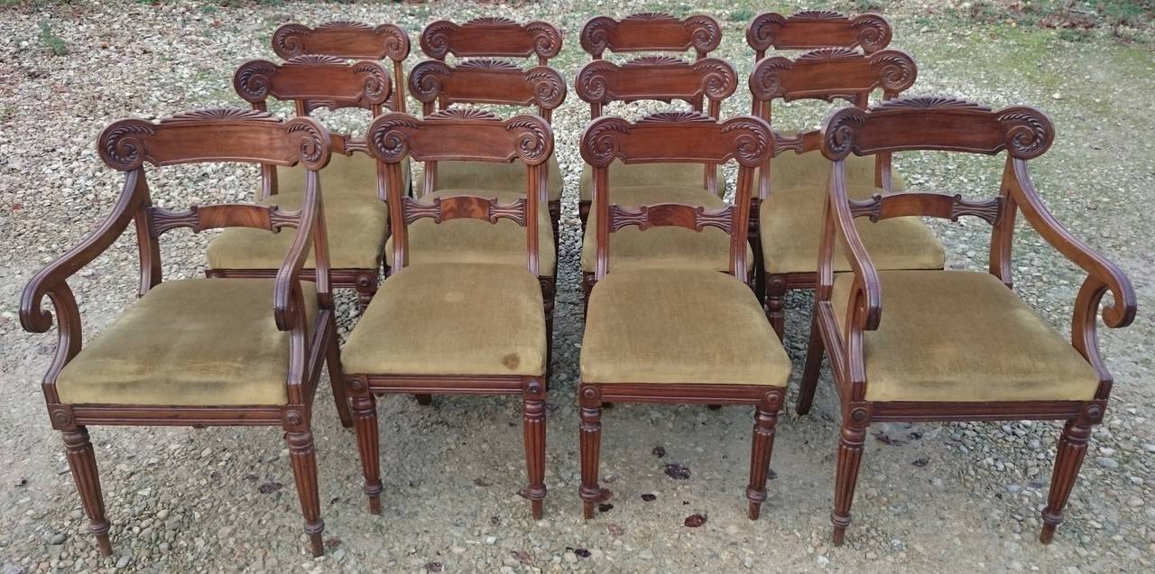 British Set of Twelve Regency Dining Chairs