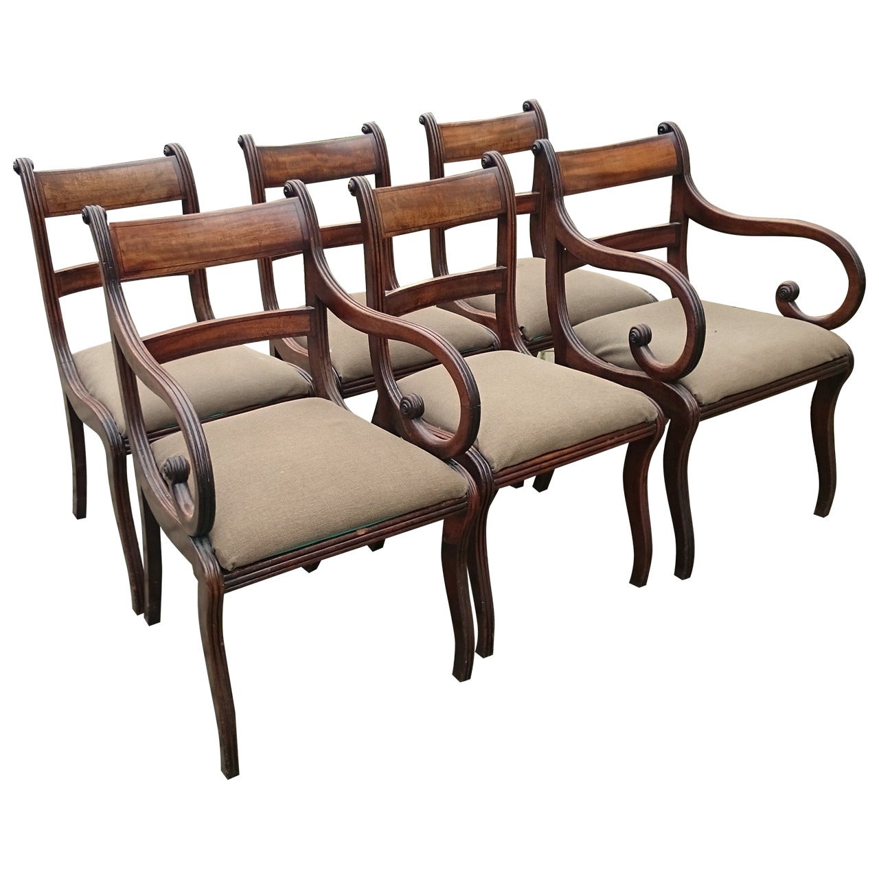 Set of Six Regency Mahogany Dining Chairs