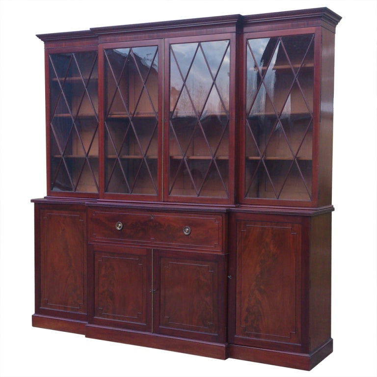 Large Library Secretary Bookcase in Flame Mahogany